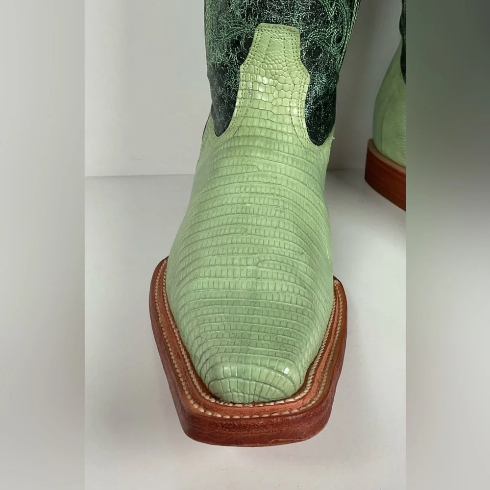 Los Altos Teju Lizard Cowboy Boots | Lime Green | Men’s 10.5 EE - Picture 10 of 16
